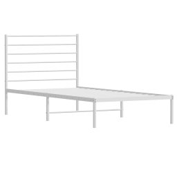 vidaXL Bedframe met hoofdbord zonder matras metaal wit 75x190 cm