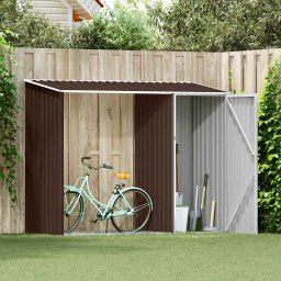 vidaXL Brandhoutschuur 245x98x159 cm gegalvaniseerd staal bruin