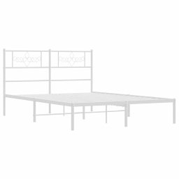 vidaXL Bedframe met hoofdbord metaal wit 150x200 cm