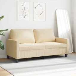 vidaXL Tweezitsbank 140 cm stof crèmekleurig