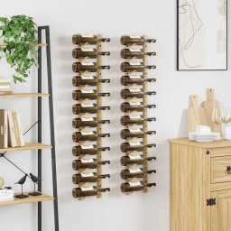 vidaXL Wijnrekken 2 st voor 12 flessen wandmontage ijzer goudkleurig