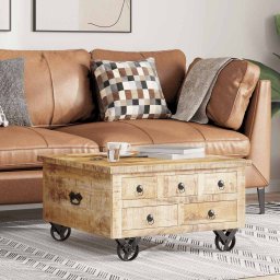 vidaXL Salontafel 70x70x40 cm ruw mangohout