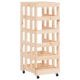 vidaXL Houtblokhouder met wielen 40x49x110 cm massief grenenhout