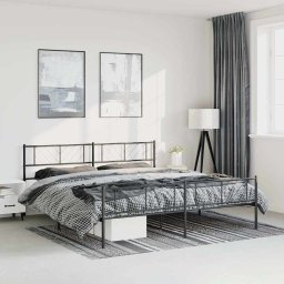 vidaXL Bedframe met hoofd- en voeteneinde metaal zwart 193x203 cm