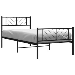 vidaXL Bedframe met hoofd- en voeteneinde metaal zwart 107x203 cm