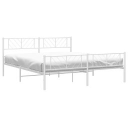 vidaXL Bedframe met hoofd- en voeteneinde metaal wit 183x213 cm