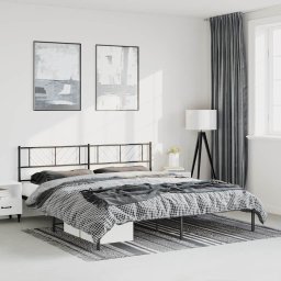 vidaXL Bedframe met hoofdbord metaal zwart 183x213 cm