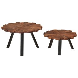 vidaXL Salontafels 2 st massief gerecycled hout en ijzer