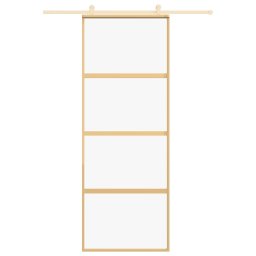 vidaXL Schuifdeur 76x205 cm helder ESG-glas en aluminium goudkleurig