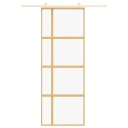 vidaXL Schuifdeur 76x205 cm helder ESG-glas en aluminium goudkleurig