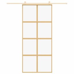 vidaXL Schuifdeur 90x205 cm helder ESG-glas en aluminium goudkleurig