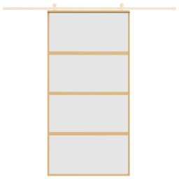 vidaXL Schuifdeur 102,5x205 cm mat ESG-glas en aluminium goudkleurig
