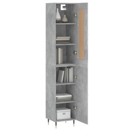 vidaXL Hoge kast 34,5x34x180 cm bewerkt hout betongrijs