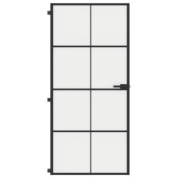 vidaXL Binnendeur smal 93x201,5 cm gehard glas en aluminium zwart