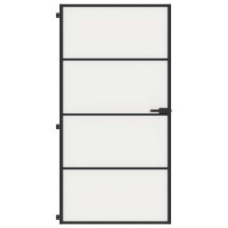 vidaXL Binnendeur smal 102,5x201,5 cm gehard glas en aluminium zwart