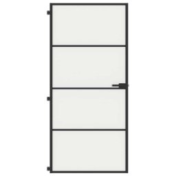 vidaXL Binnendeur smal 93x201,5 cm gehard glas en aluminium zwart
