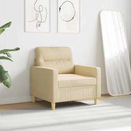 vidaXL Fauteuil 60 cm stof crèmekleurig
