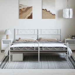 vidaXL Bedframe met hoofd- en voeteneinde metaal wit 193x203 cm