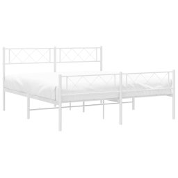 vidaXL Bedframe met hoofd- en voeteneinde metaal wit 140x190 cm