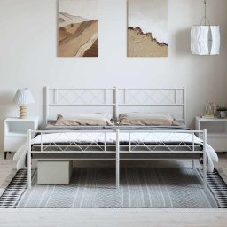 vidaXL Bedframe met hoofd- en voeteneinde metaal wit 183x213 cm