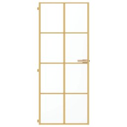 vidaXL Binnendeur smal 83x201,5 cm gehard glas en aluminium goudkleur