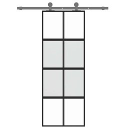 vidaXL Schuifdeur 76x205 cm gehard glas en aluminium zwart