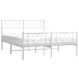 vidaXL Bedframe met hoofd- en voeteneinde metaal wit 150x200 cm
