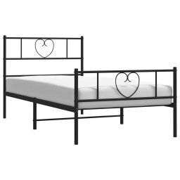 vidaXL Bedframe met hoofd- en voeteneinde metaal zwart 75x190 cm