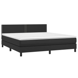 vidaXL Boxspring met matras en LED kunstleer zwart 180x200 cm