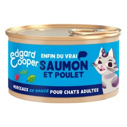 85g Edgard & Cooper Adult Brokken in graanvrije sauce zalm, kip - Kattenvoer