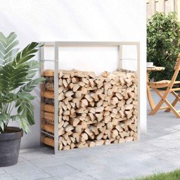 vidaXL Haardhoutrek 80x28x86 cm roestvrij staal