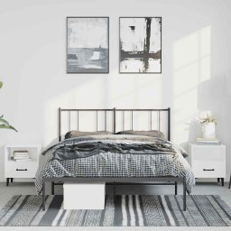 vidaXL Bedframe met hoofdbord metaal zwart 150x200 cm