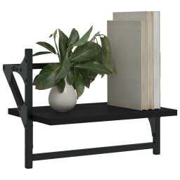 vidaXL Wandschappen met stangen 2 st 40x25x30 cm zwart