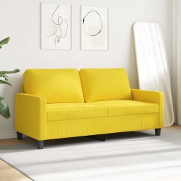 vidaXL Tweezitsbank 140 cm stof lichtgeel