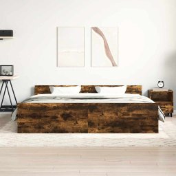 vidaXL Bedframe met hoofd- en voeteneinde gerookt eiken 160x200 cm