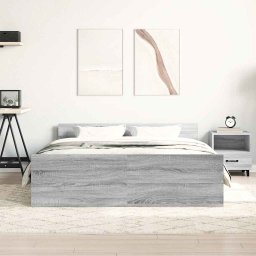 vidaXL Bedframe met hoofd- en voeteneinde grijs sonoma 140x200 cm
