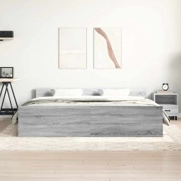 vidaXL Bedframe met hoofd- en voeteneinde grijs sonoma 160x200 cm