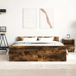 vidaXL Bedframe met hoofd- en voeteneinde gerookt eiken 140x200 cm