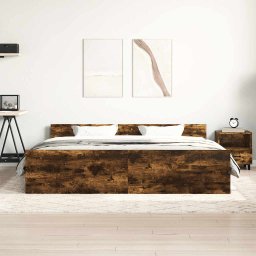 vidaXL Bedframe met hoofd- en voeteneinde gerookt eiken 180x200 cm