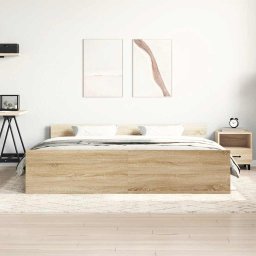 vidaXL Bedframe met hoofd- en voeteneinde sonoma eikenkleur 180x200 cm