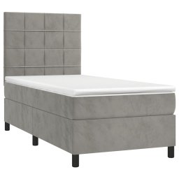 vidaXL Boxspring met matras fluweel lichtgrijs 90x190 cm