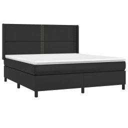vidaXL Boxspring met matras kunstleer zwart 180x200 cm