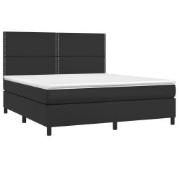 vidaXL Boxspring met matras kunstleer zwart 180x200 cm