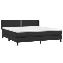 vidaXL Boxspring met matras kunstleer zwart 180x200 cm