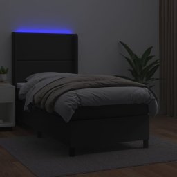 vidaXL Boxspring met matras en LED kunstleer zwart 90x190 cm