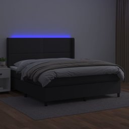 vidaXL Boxspring met matras en LED kunstleer zwart 180x200 cm