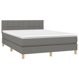 vidaXL Boxspring met matras stof donkergrijs 140x200 cm
