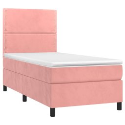 vidaXL Boxspring met matras fluweel roze 90x200 cm