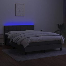 vidaXL Boxspring met matras en LED stof donkergrijs 140x190 cm