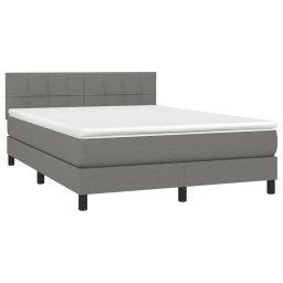 vidaXL Boxspring met matras stof donkergrijs 140x200 cm